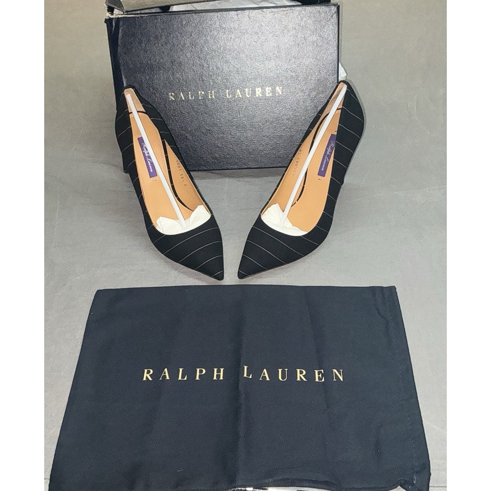 Ralph Lauren Celia Pinstripe Wool Pump New In box Purple Label Sz 8 / EC 38.5